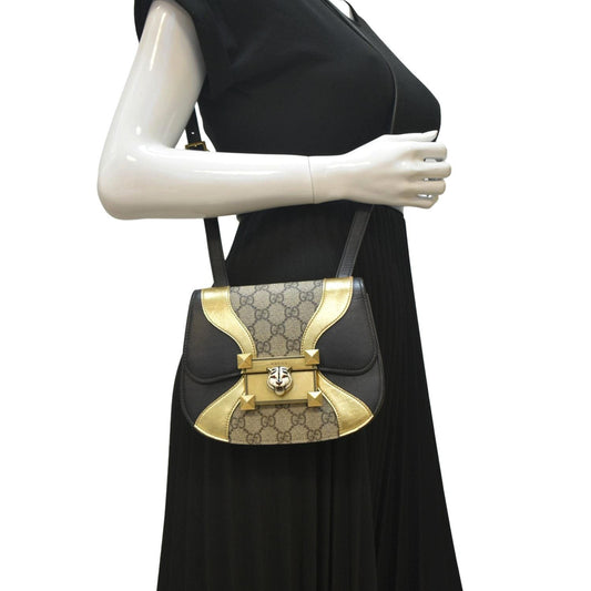 Gucci Ogilide Supreme Shoulder Bag Canvas Gold