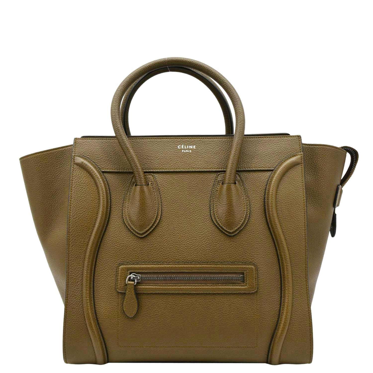 Luggage Tote Bag Olive Leather Mini