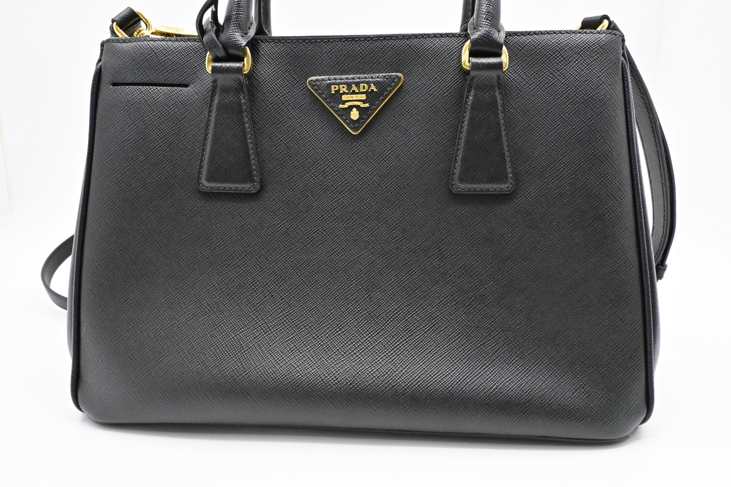 Prada Galleria In Saffiano Handbag Leather Black Travel Bag