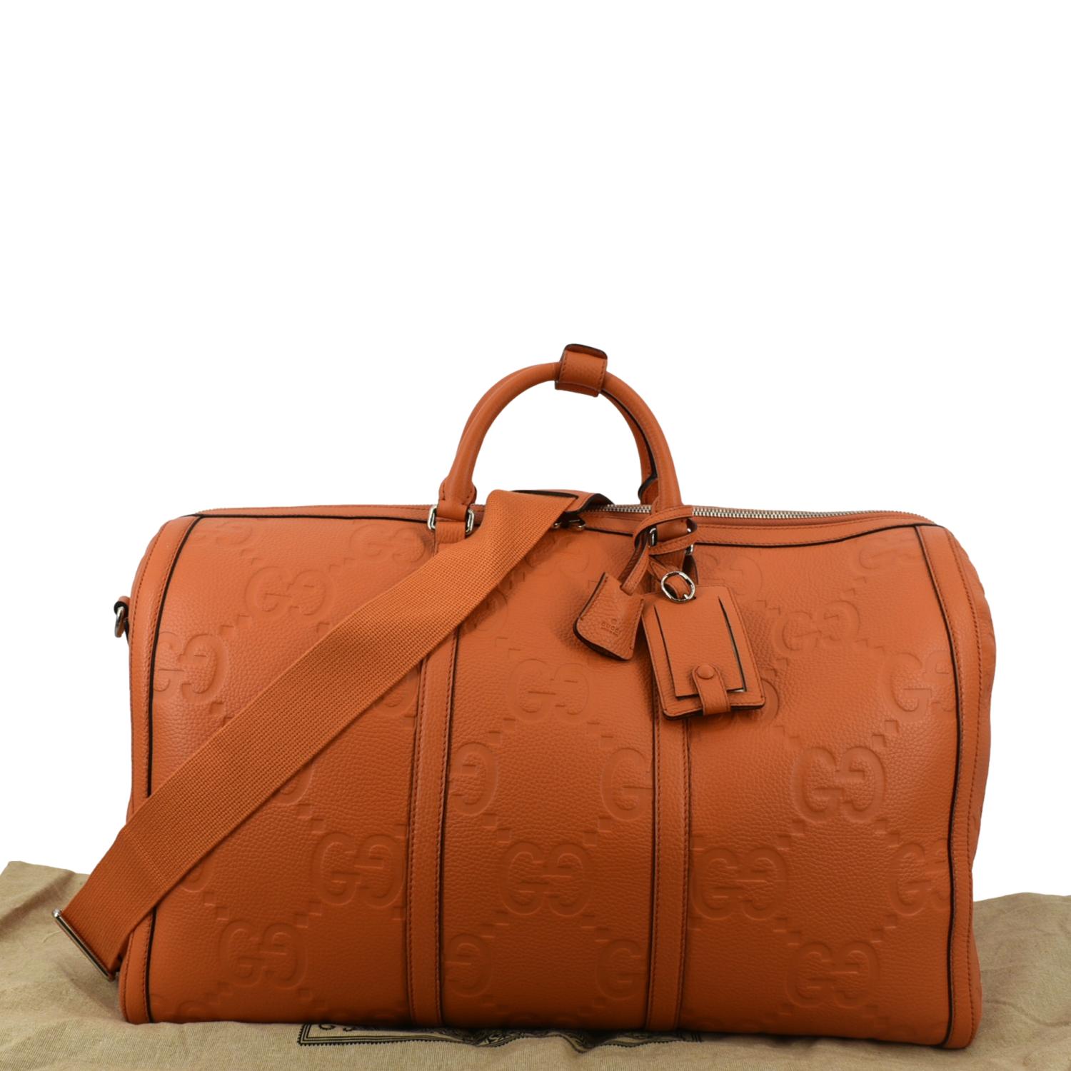 Gucci Piuma Jumbo Duffle Bag Orange Leather Travel Bag