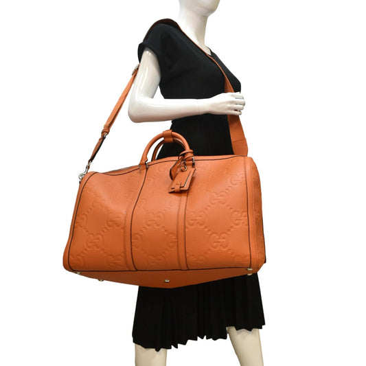 Gucci Piuma Jumbo Duffle Bag Orange Leather Travel Bag