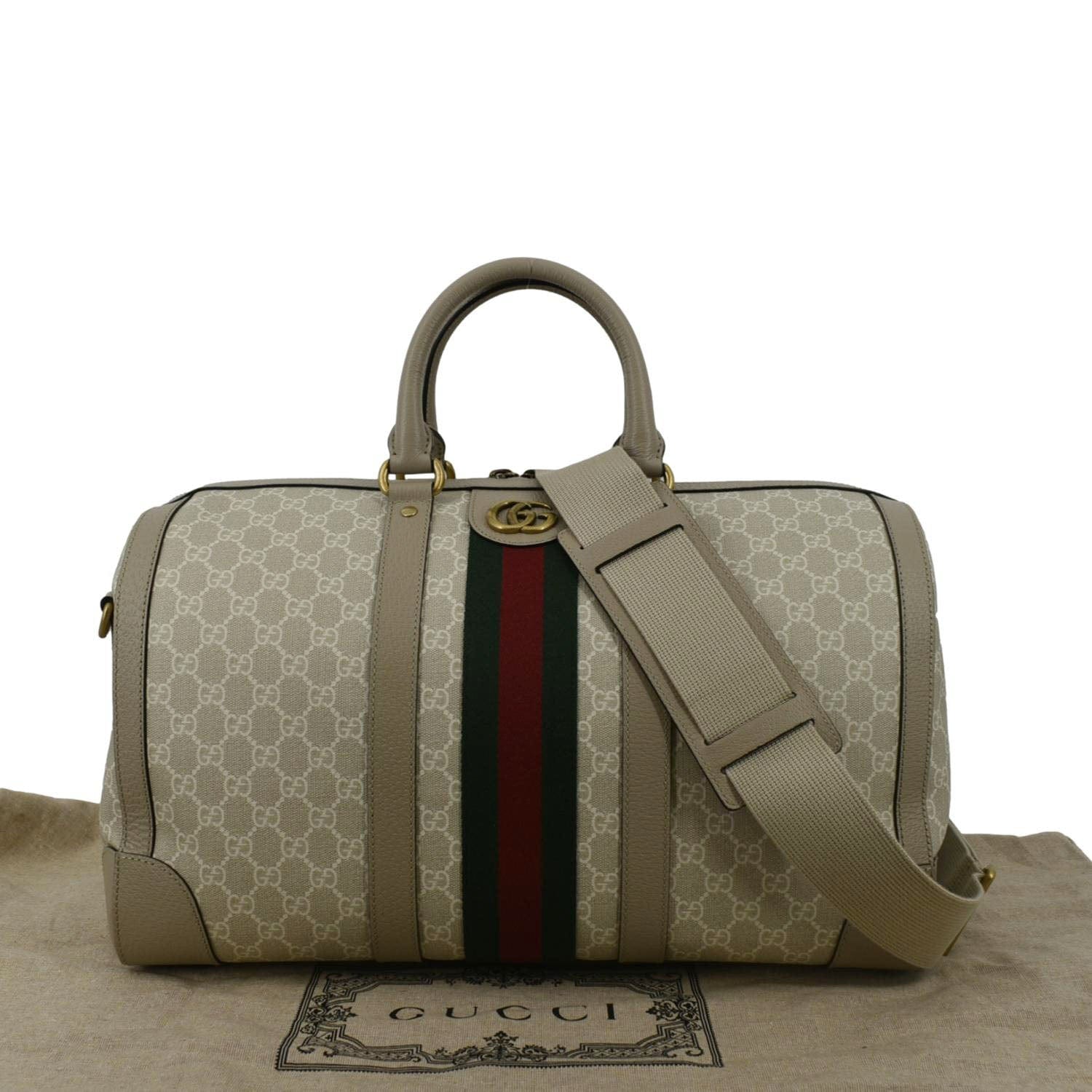 Gucci Ophidia Supreme Duffle Bag Canvas Beige Travel Bag