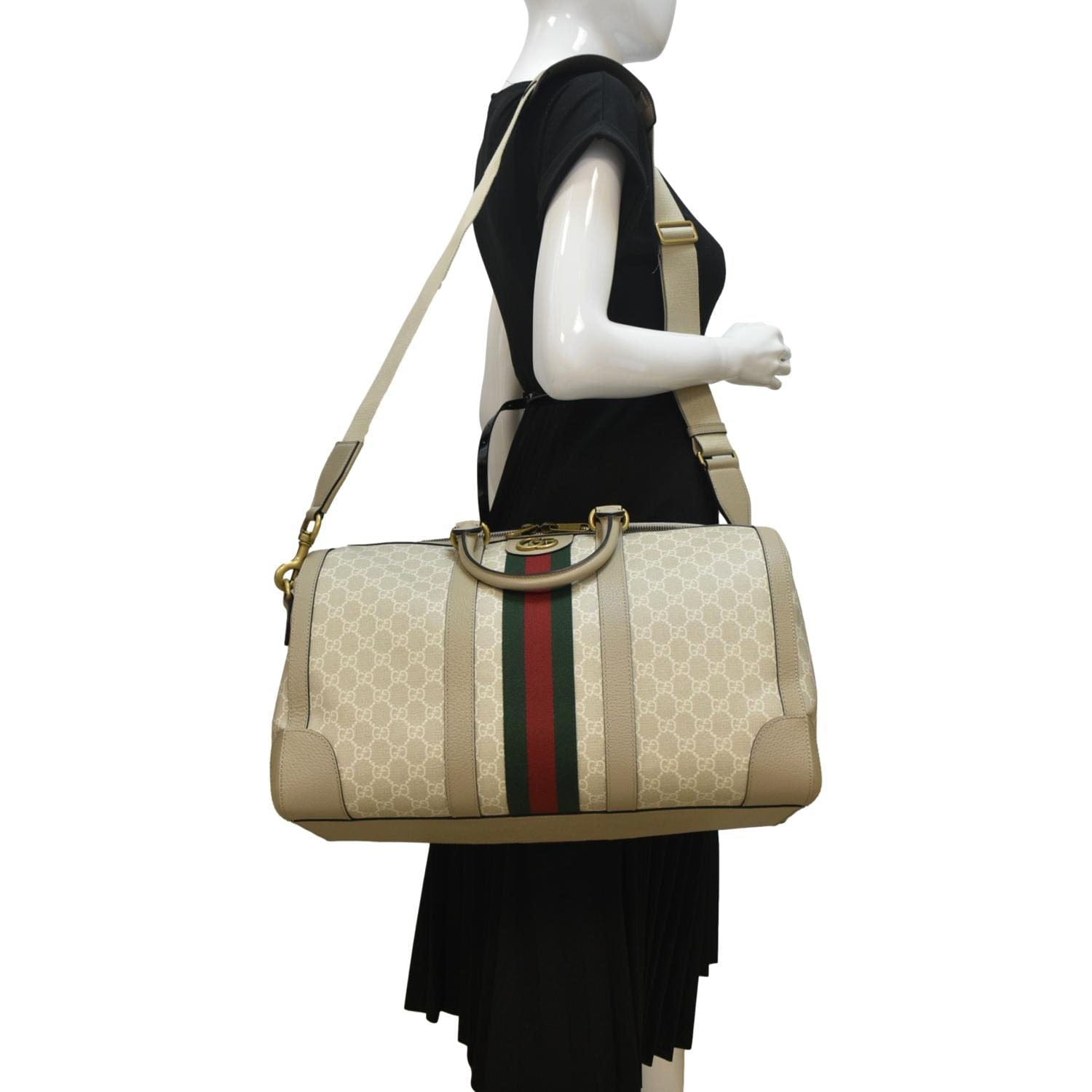 Gucci Ophidia Supreme Duffle Bag Canvas Beige Travel Bag