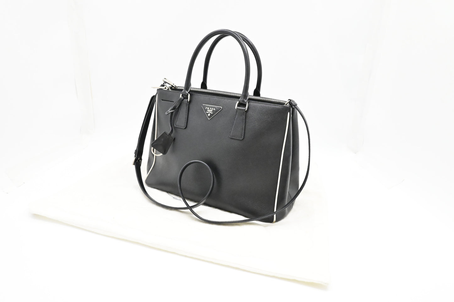 Prada Galleria In Saffiano Handbag Leather Black Travel Bag Leather Handbag