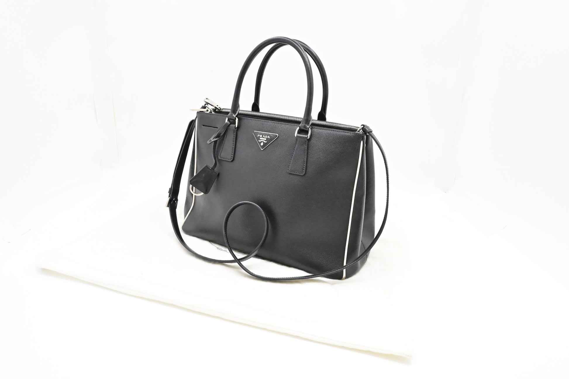 Prada Galleria In Saffiano Handbag Leather Black Travel Bag Leather Handbag