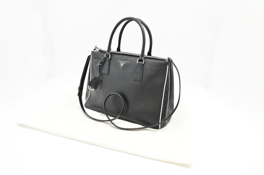 Prada Galleria In Saffiano Handbag Leather Black Travel Bag Leather Handbag