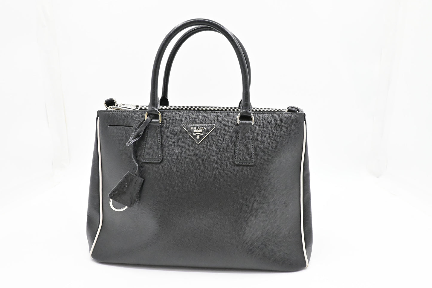 Prada Galleria In Saffiano Handbag Leather Black Travel Bag Leather Handbag