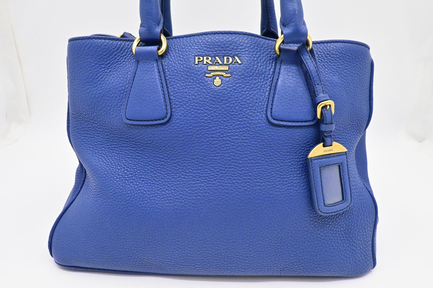 Prada Way Bag In Leather Blue Travel Bag