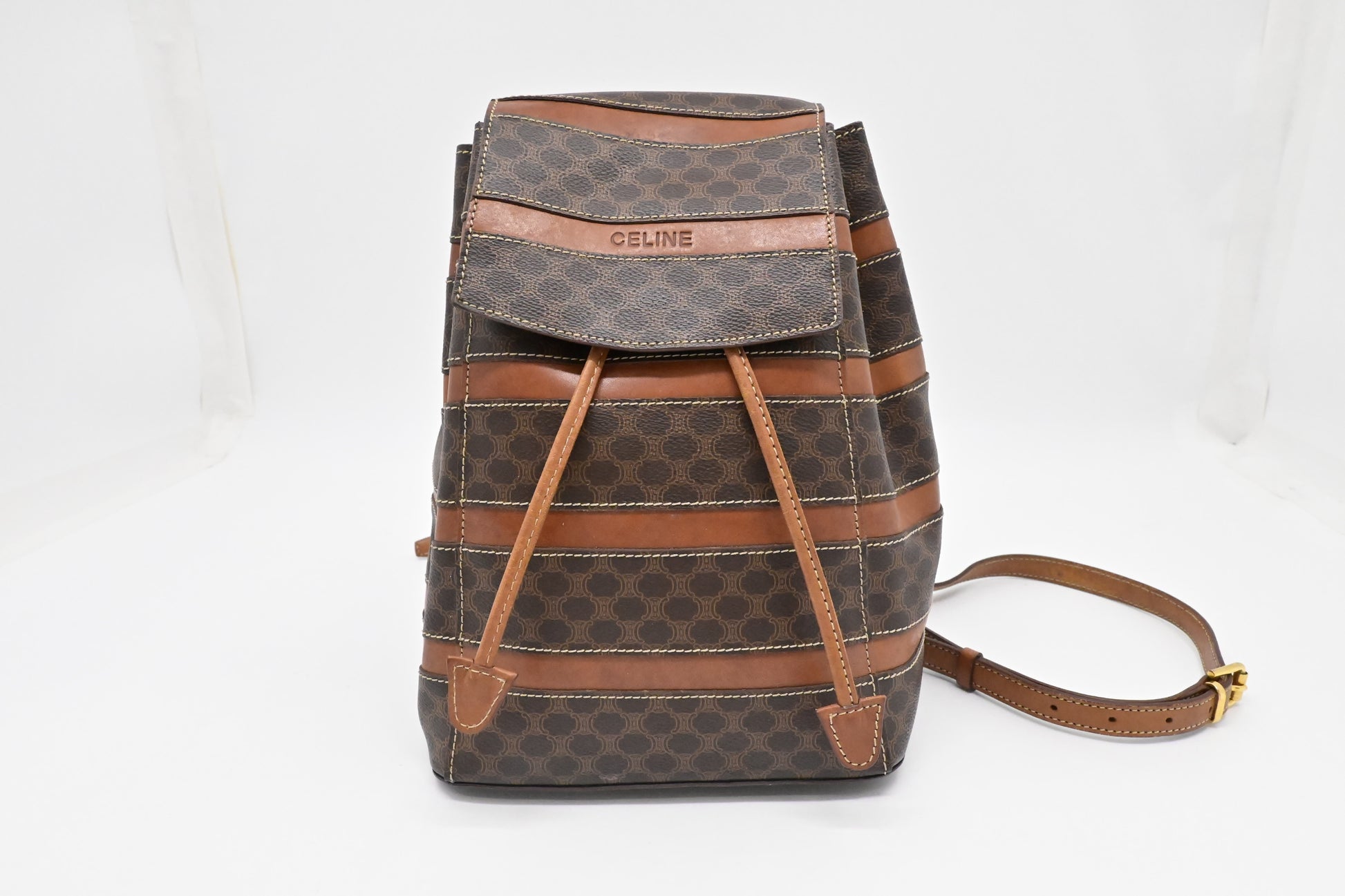 Celine Backpack In Macadam Handbag Canvas