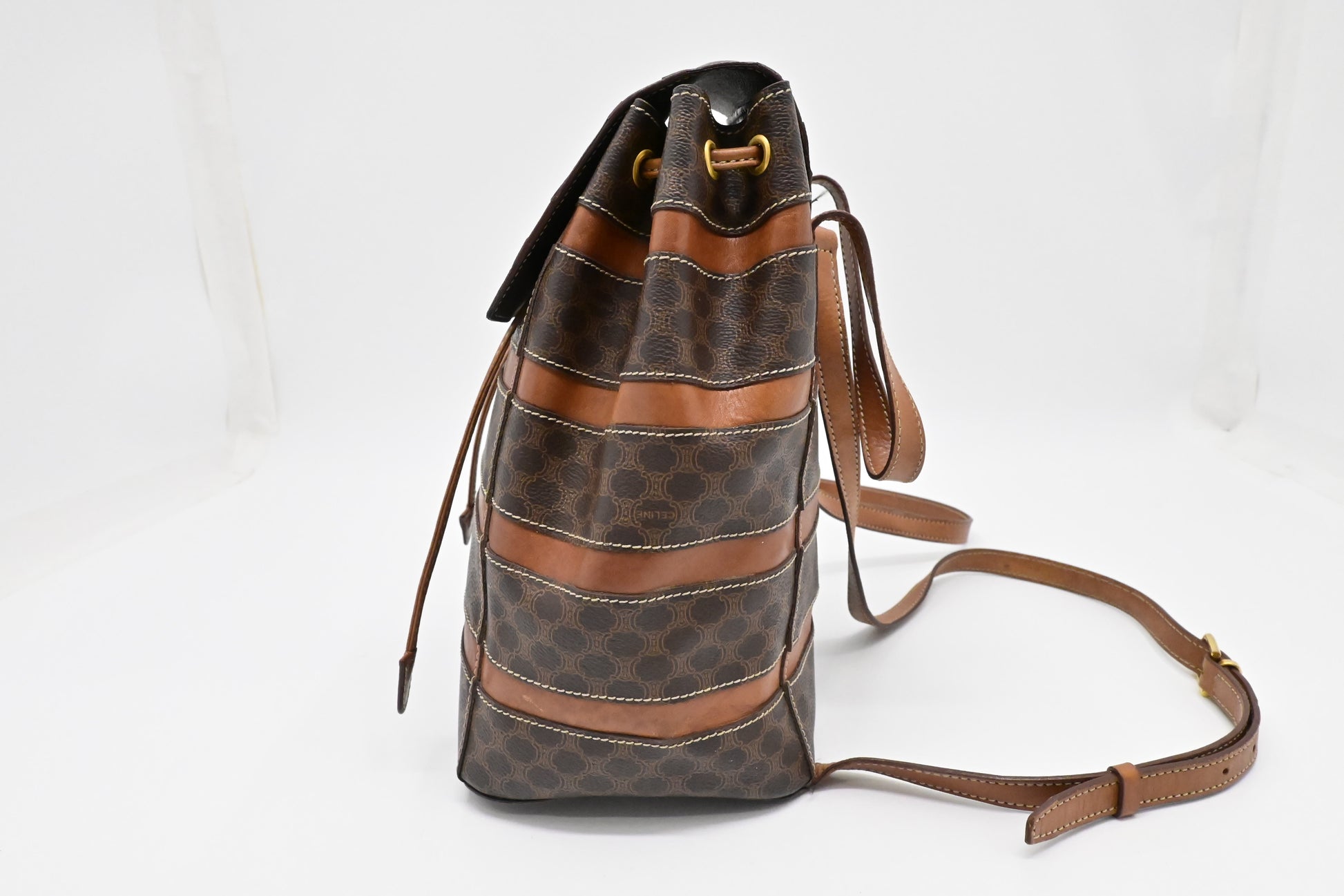 Celine Backpack In Macadam Handbag Canvas
