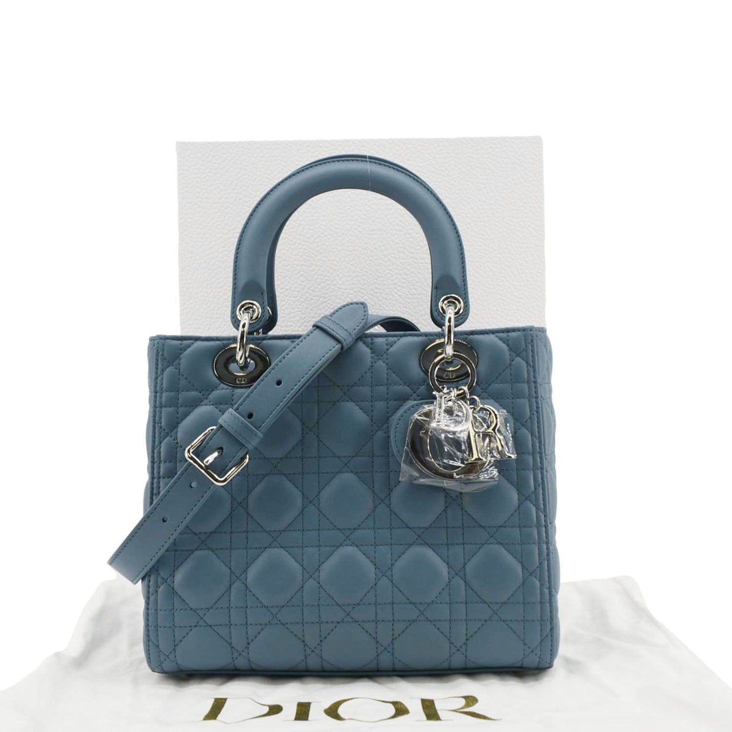 Dior Lady Shoulder Bag Sky Leather Blue Medium
