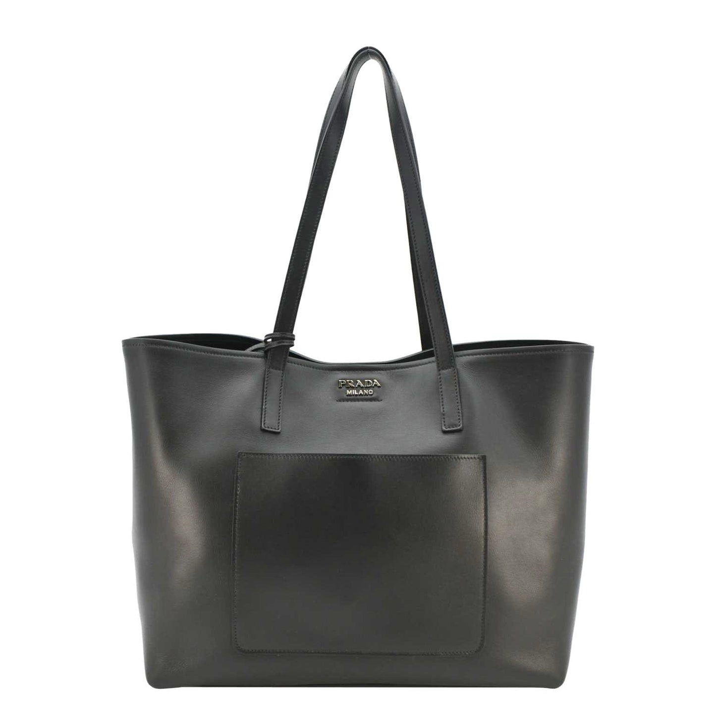 City Calf Shopping Tote Shoulder Bag Leather Black