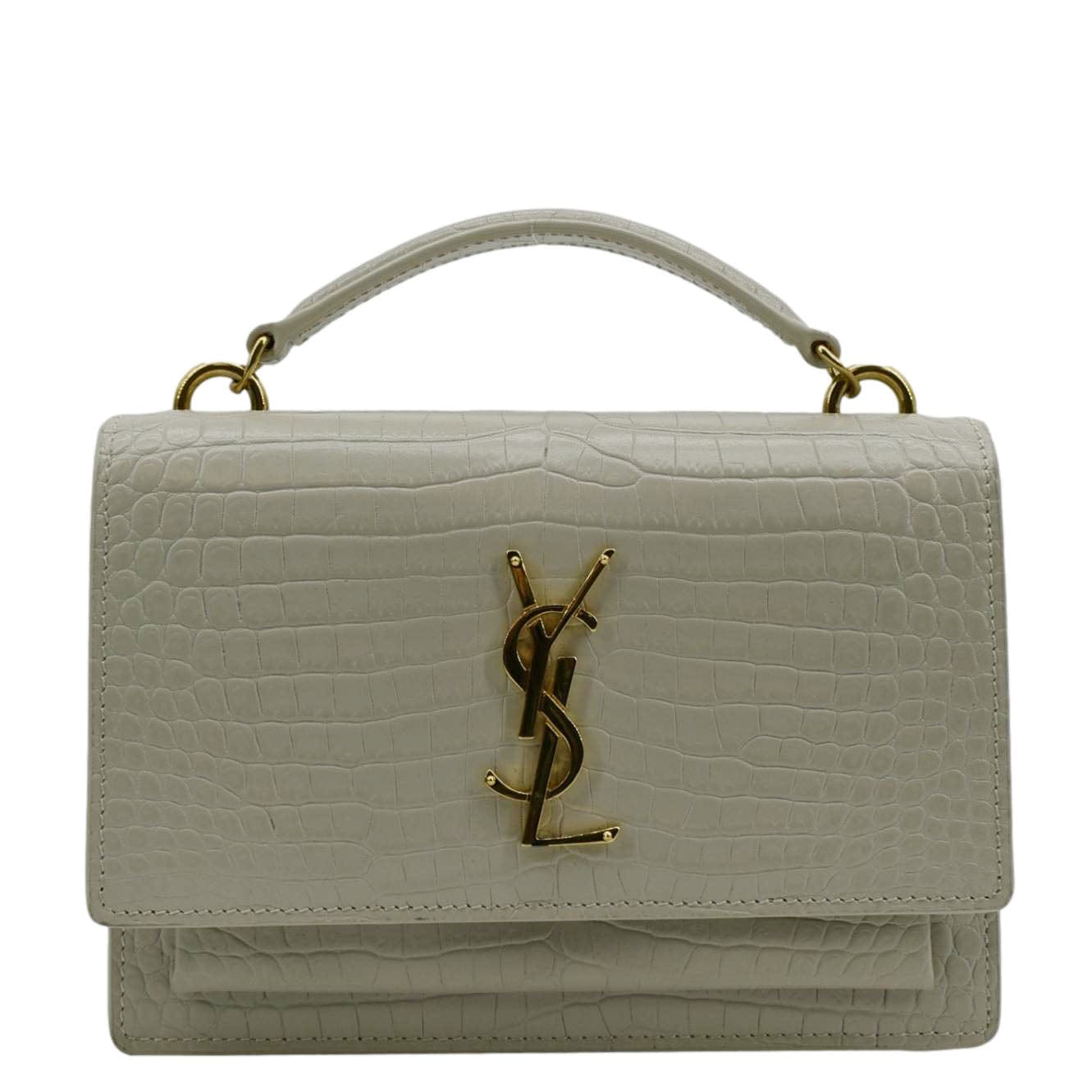 YSL Saint Laurent Yves Sunset Crocodile Crossbody Bag Ivory Leather Embossed Sunset Croc 1