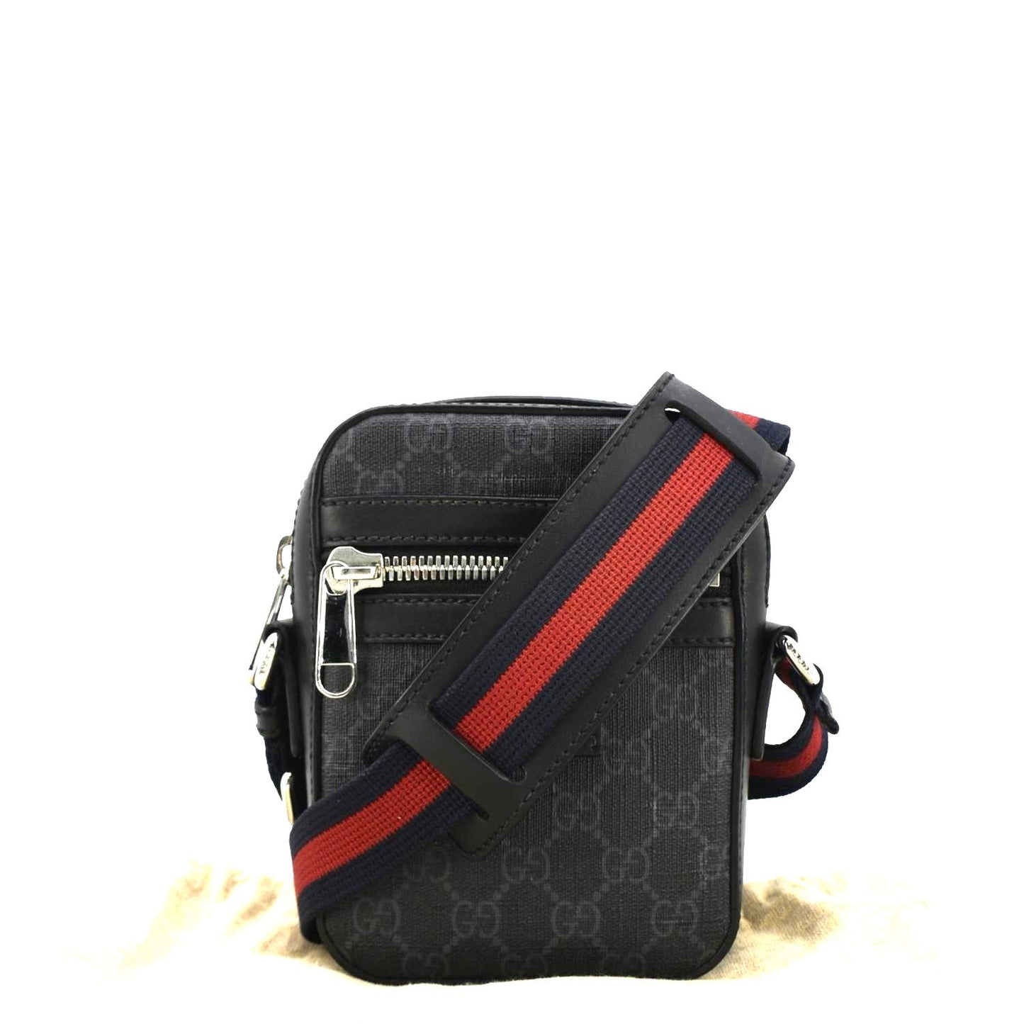 Gucci Supreme Web Messenger Bag Canvas Black Crossbody Bag