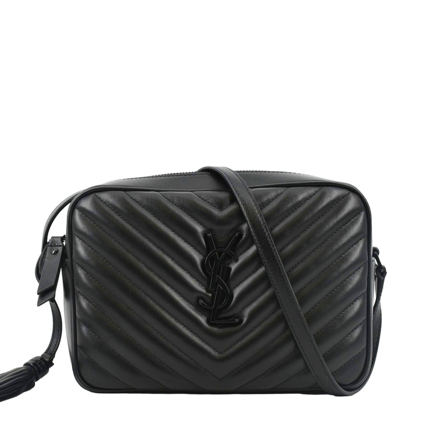 YSL Saint Laurent Yves Lou Chevron Camera Crossbody Bag Leather Black Camera Bag 7
