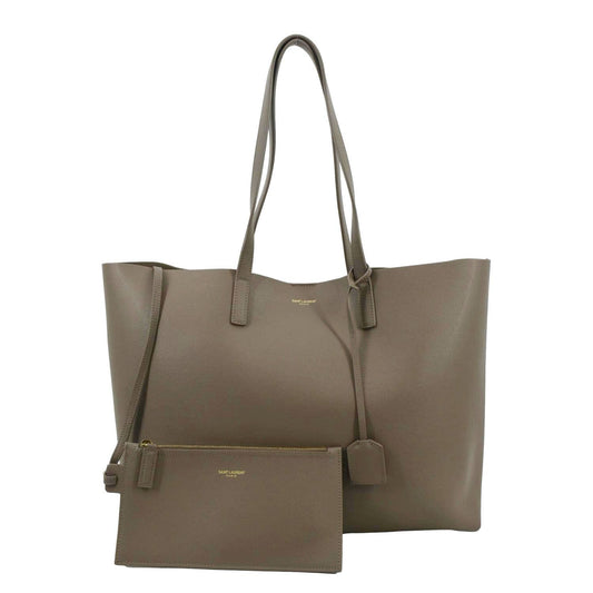 YSL Saint Laurent Saint East West Shopping Tote Bag Leather Beige