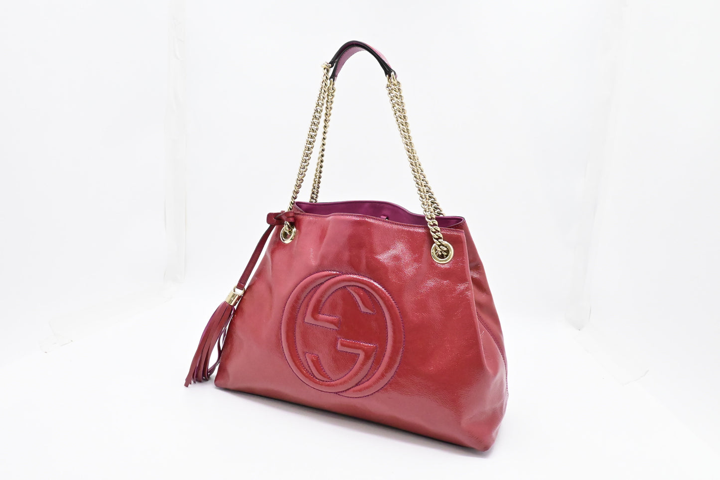 Gucci Soho Leather Red Pink Chain Shoulder Bag