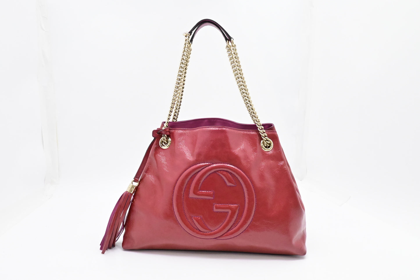 Gucci Soho Leather Red Pink Chain Shoulder Bag