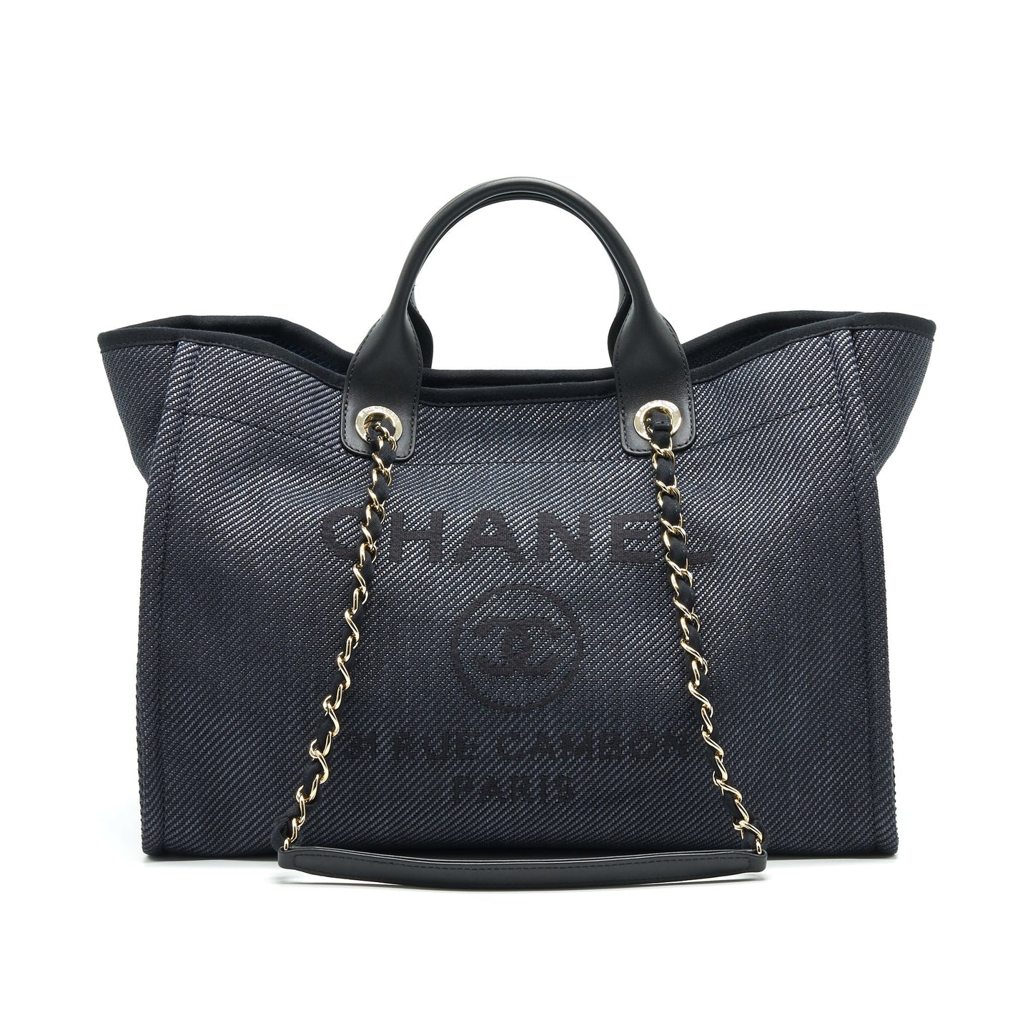 Chanel Deauville GHW Black Tote Bag