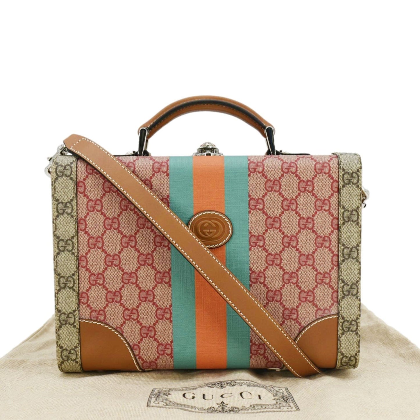 Gucci Savoy Supreme Beauty Case Crossbody Bag Canvas Beige