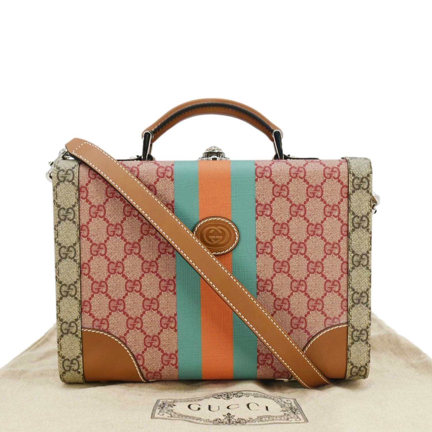 Gucci Savoy Supreme Beauty Case Crossbody Bag Canvas Beige