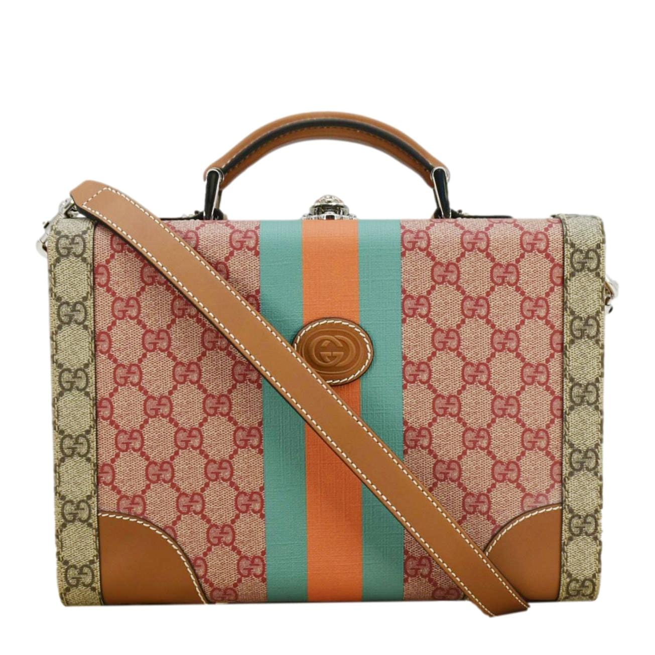 Gucci Savoy Supreme Beauty Case Crossbody Bag Canvas Beige