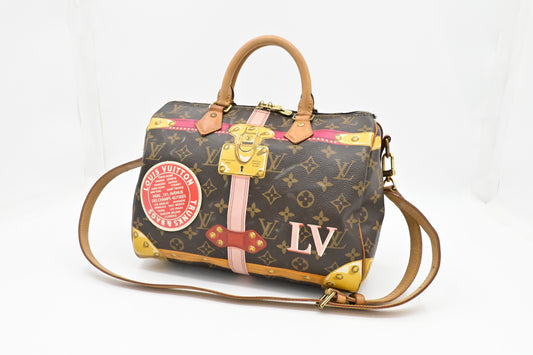 Louis Vuitton Speedy 30 Bandouliere Summer Trunks Monogram Handbag