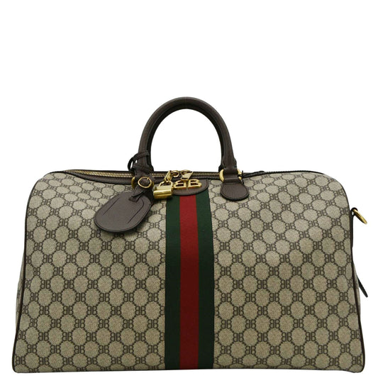 Gucci Ophidia Carry On Supreme Bb Web Duffle Beige Travel Bag
