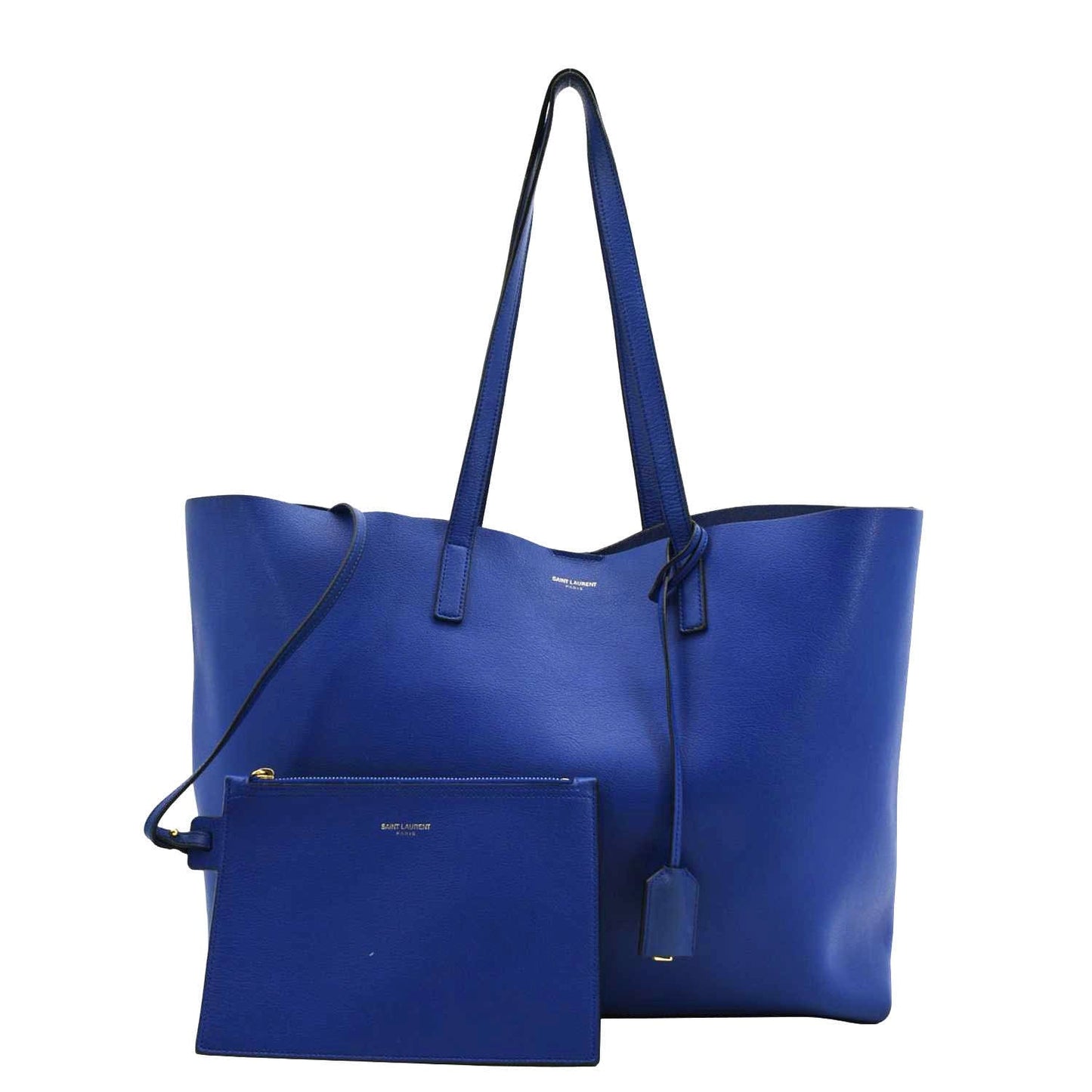 YSL Saint Laurent Yves Shopping Tote Bag Leather Blue