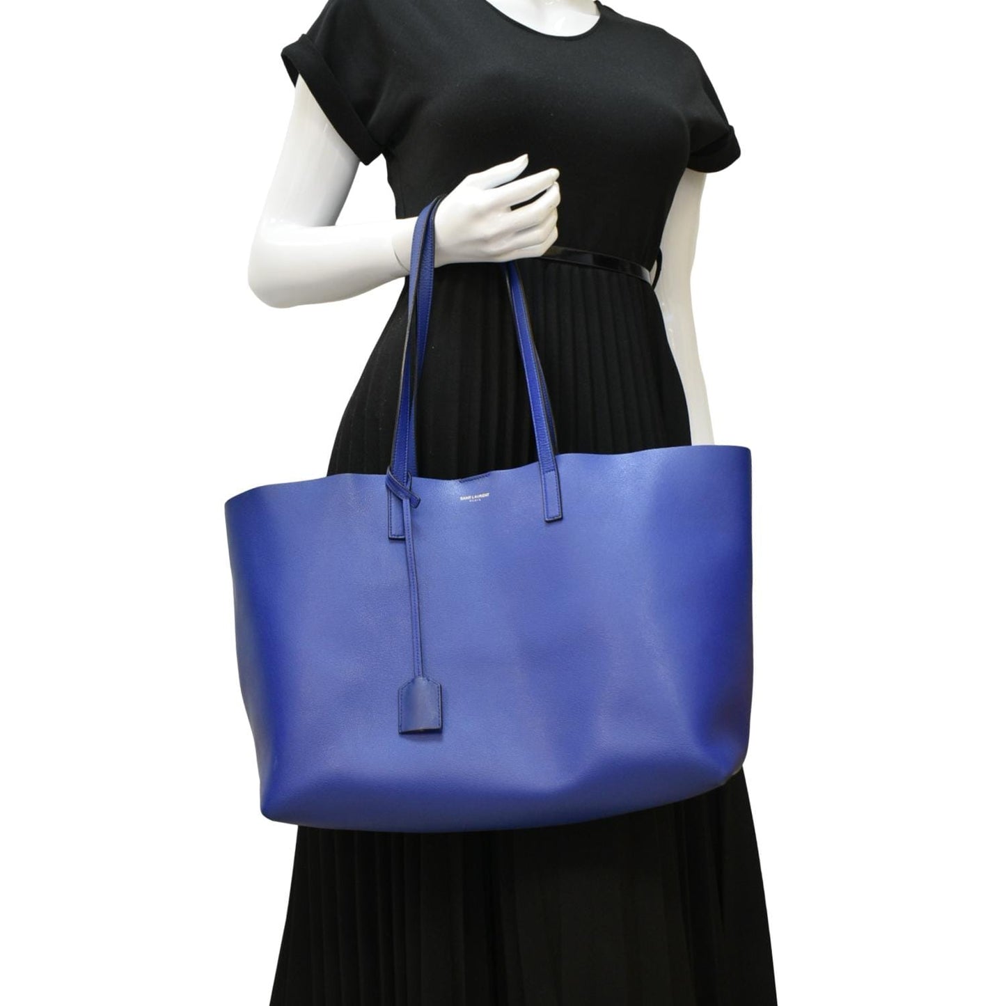 YSL Saint Laurent Yves Shopping Tote Bag Leather Blue