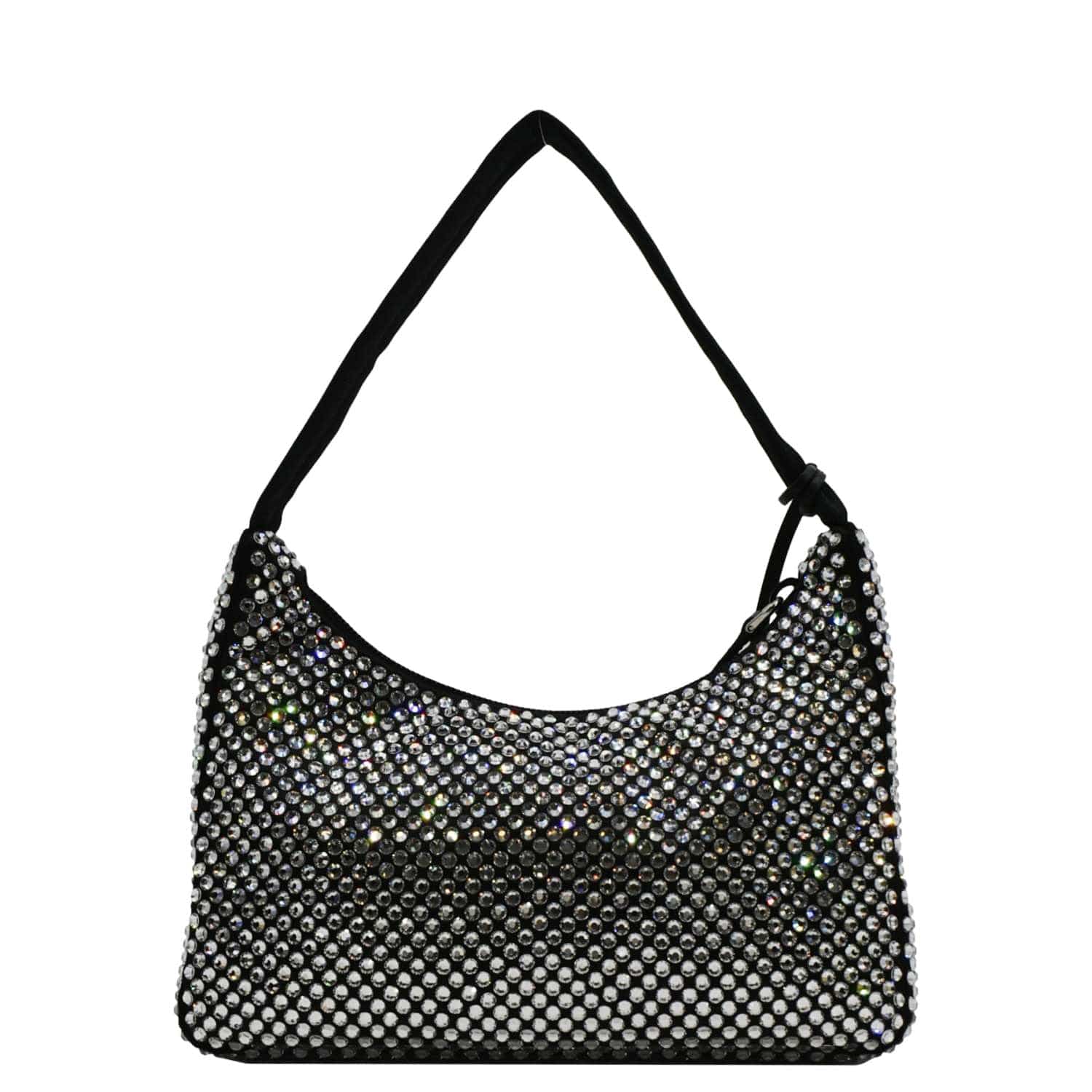 Prada Re Edition Crystal Embellished Tote Bag Satin Black Mini