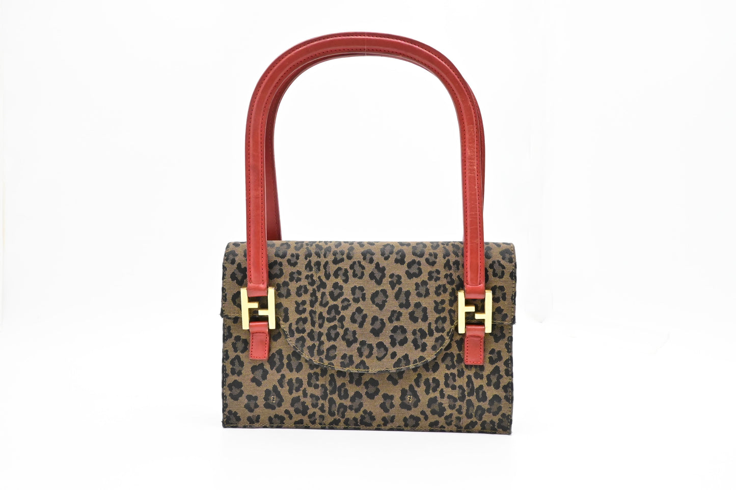 Fendi Handbag In Leopard Canvas Brown Travel Bag