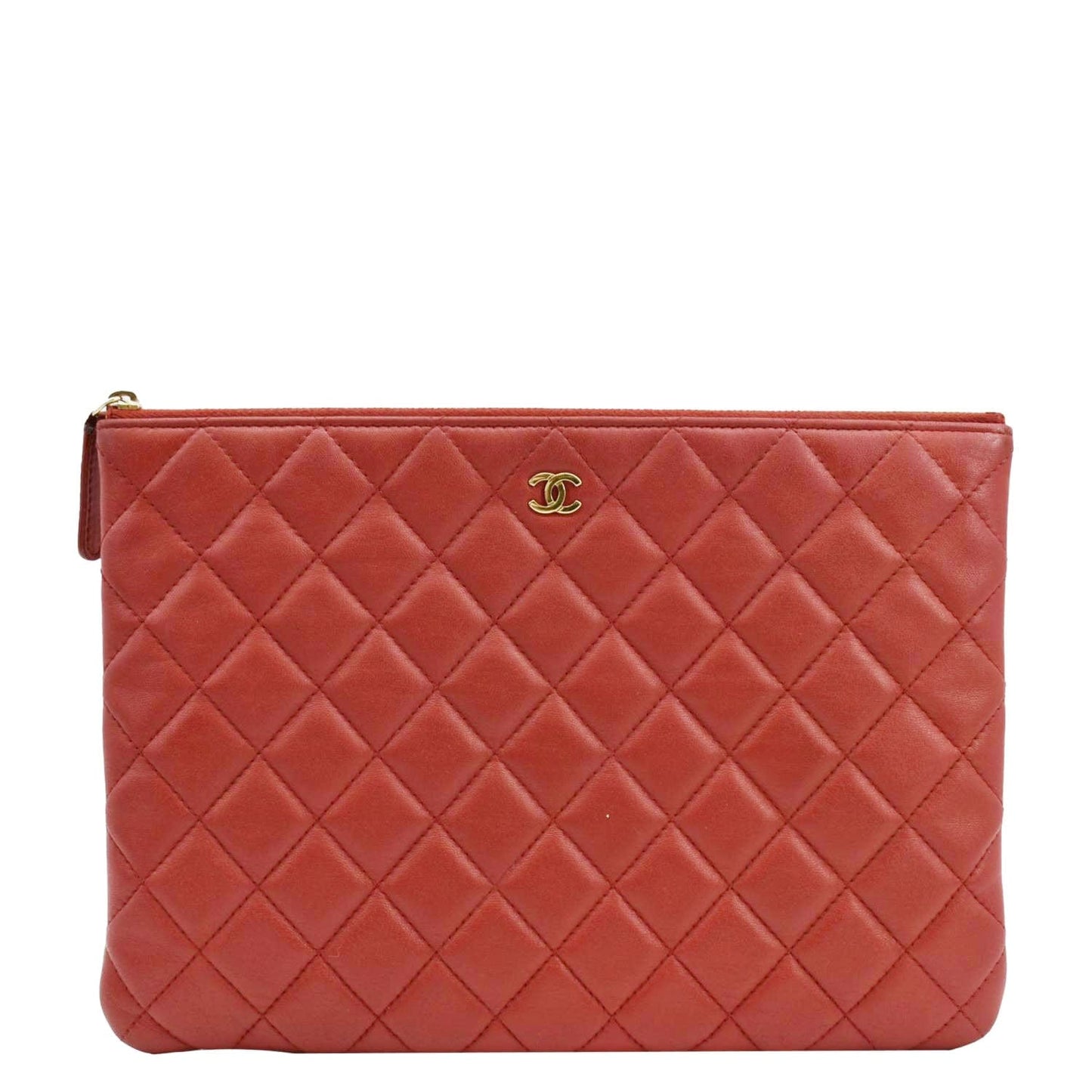 Chanel Classic O- Zip Leather Red Travel Bag