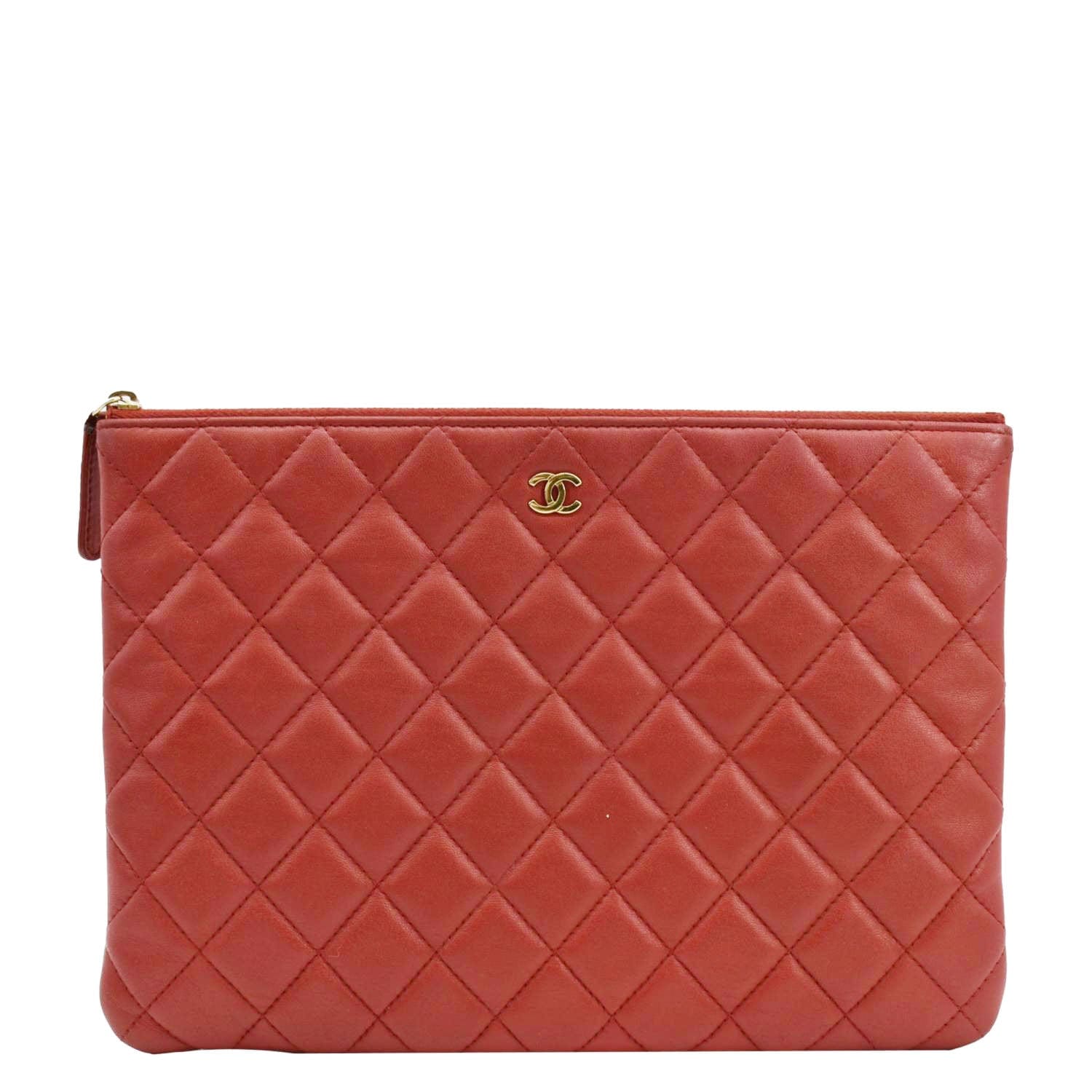 Chanel Classic O- Zip Leather Red Travel Bag