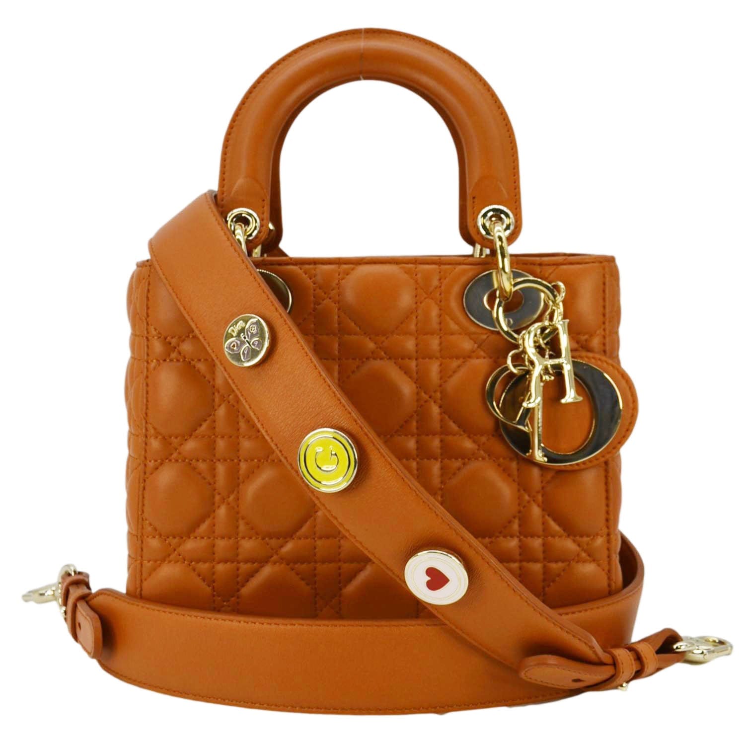 Dior My Abc Cannage Shoulder Bag Orange Leather Small