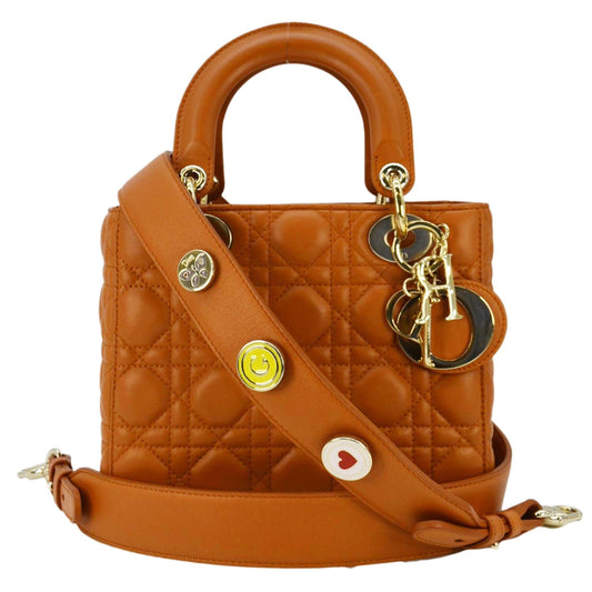 Dior My Abc Cannage Shoulder Bag Orange Leather Small