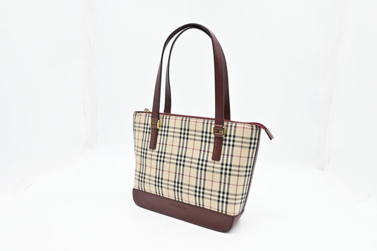 Burberry Shoulder Bag In Checked Canvas Cream