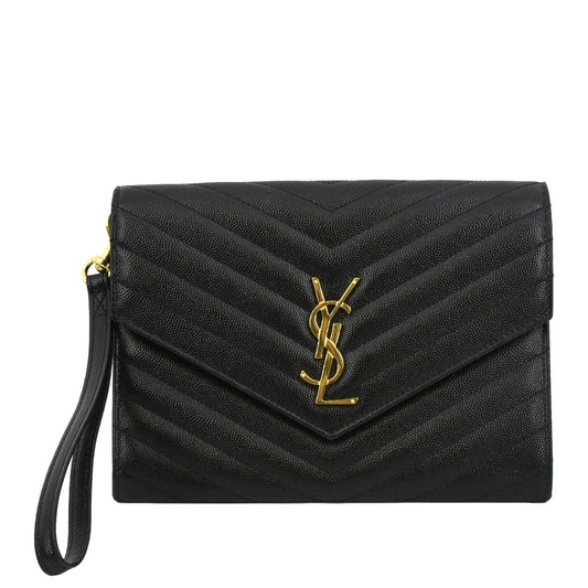 YSL Saint Laurent Saint Clutch Medium Pouch Leather Matelasse Clutch Bag