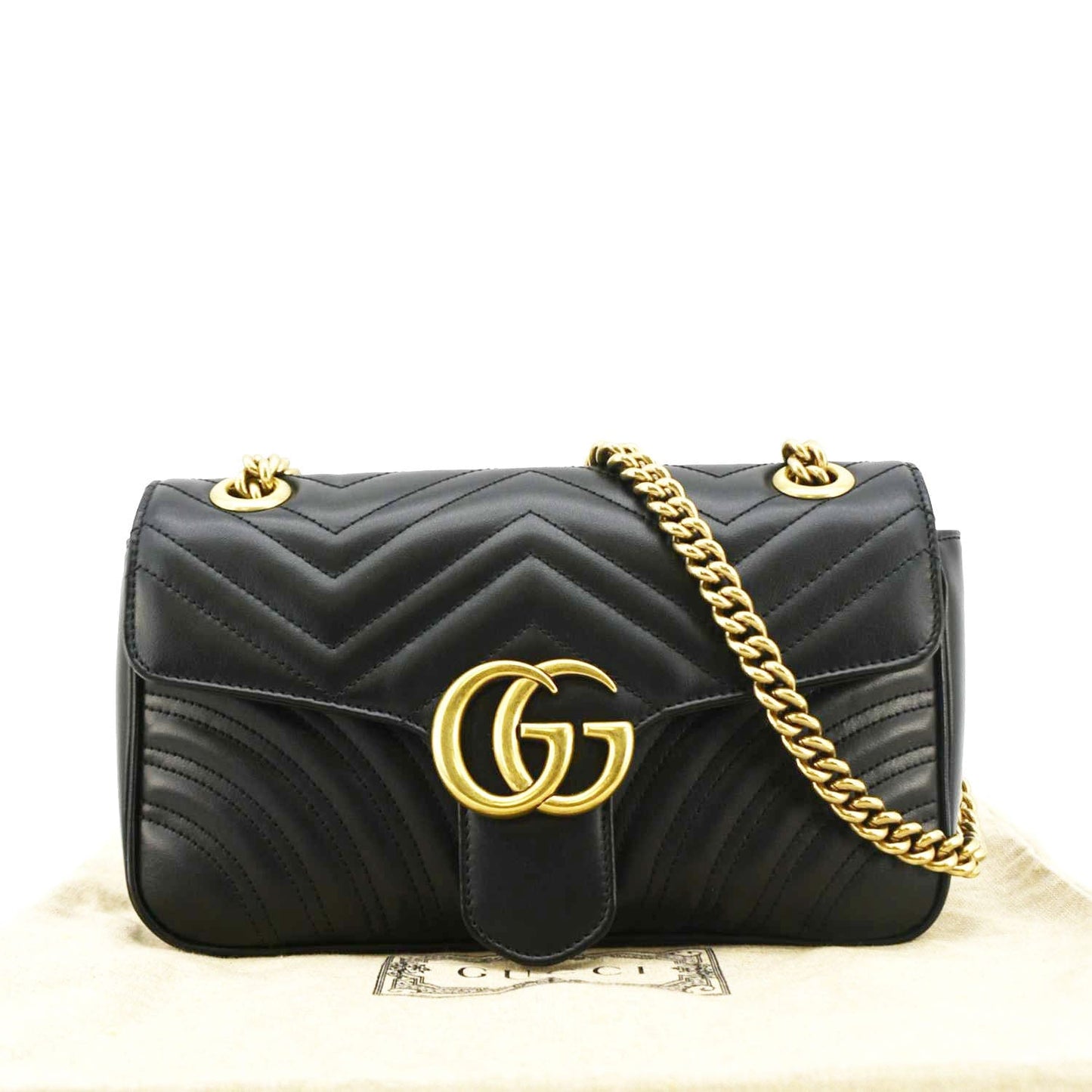 Gucci Marmont Small Crossbody Bag Leather Matelasse Bag Black