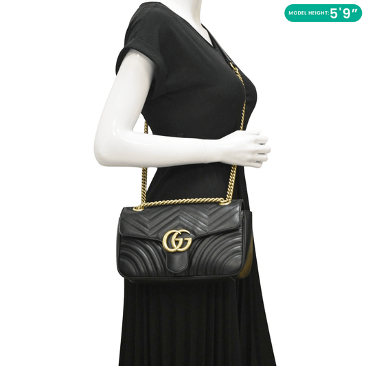 Gucci Marmont Small Crossbody Bag Leather Matelasse Bag Black