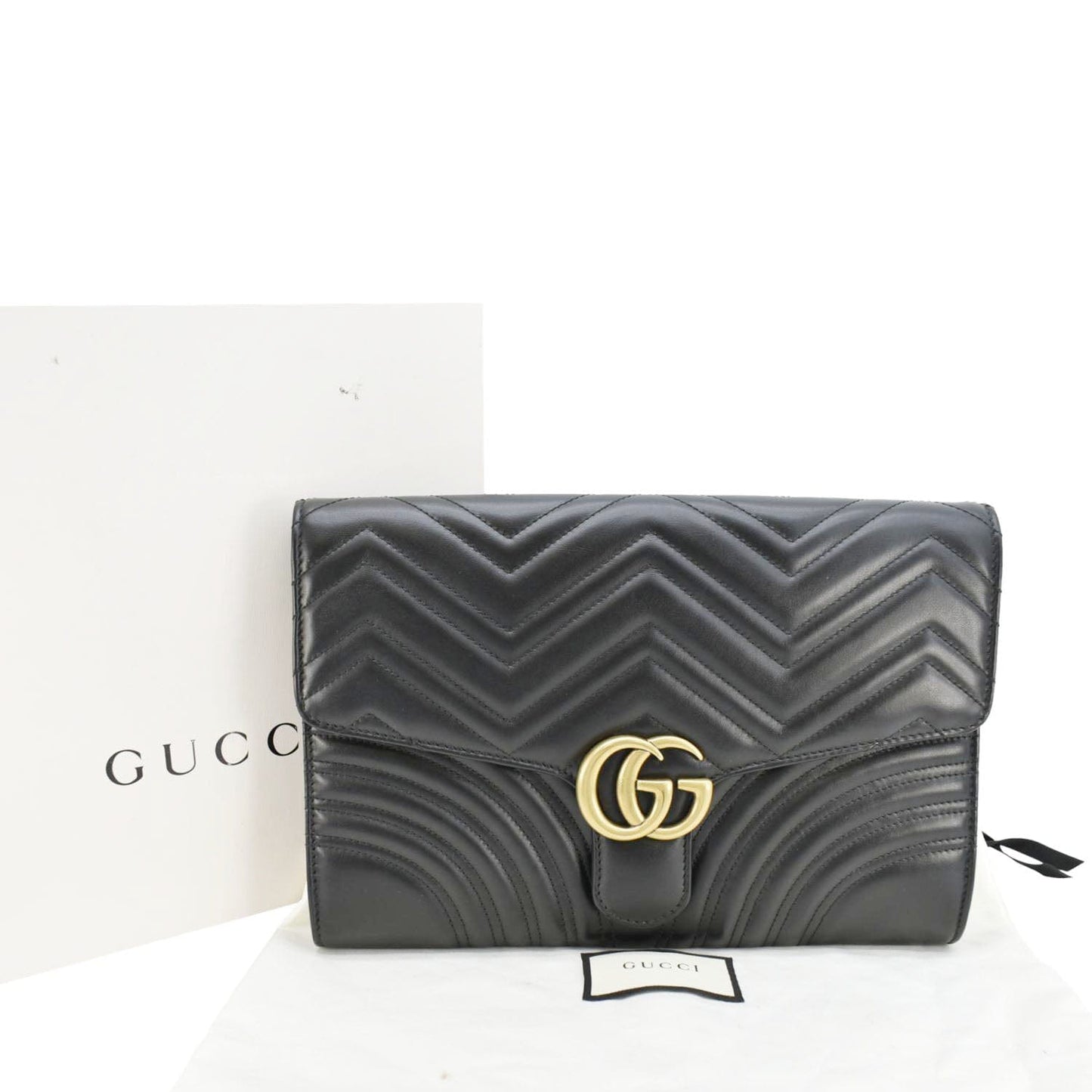 Gucci Marmont Chevron Clutch Bag Leather Matelasse