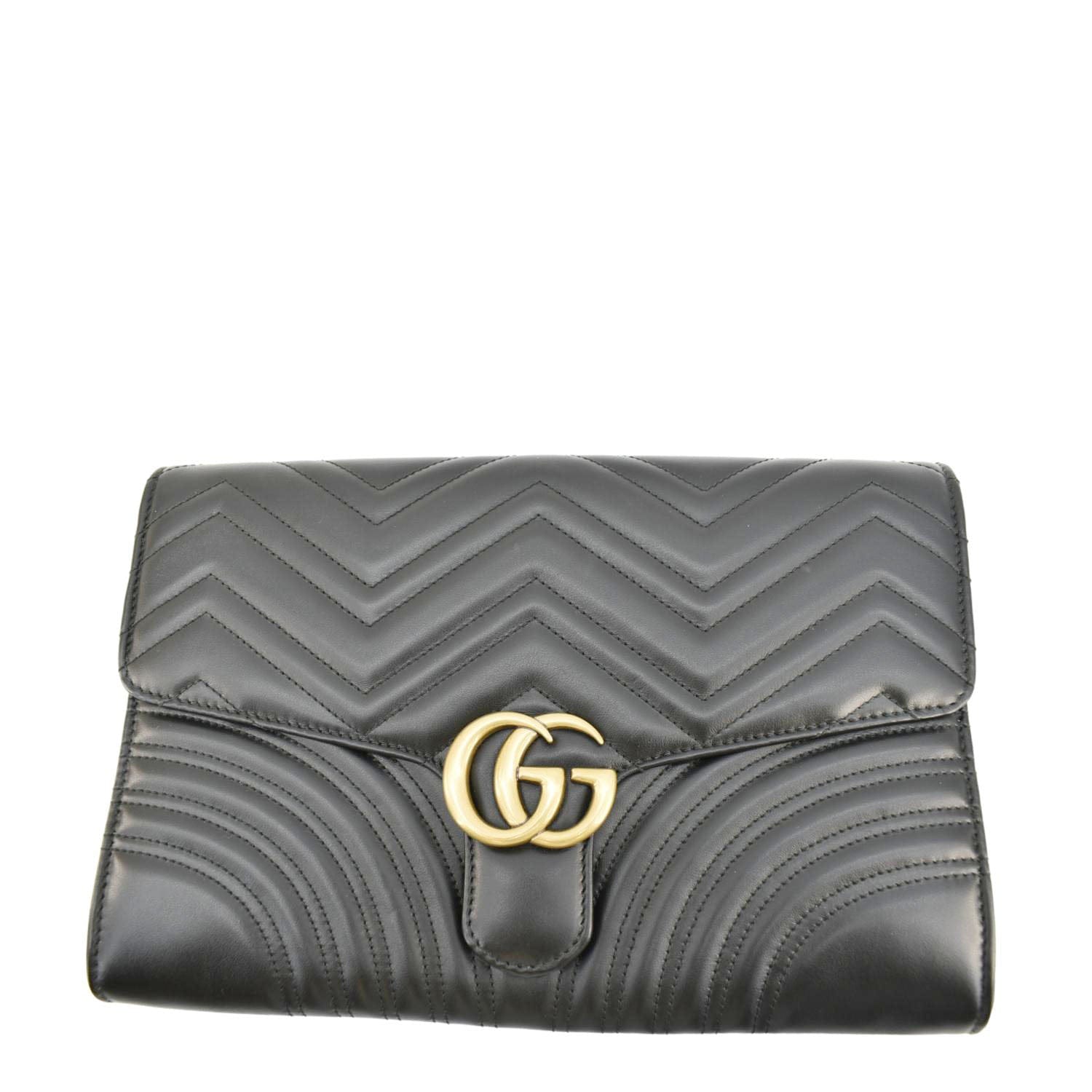 Gucci Marmont Chevron Clutch Bag Leather Matelasse
