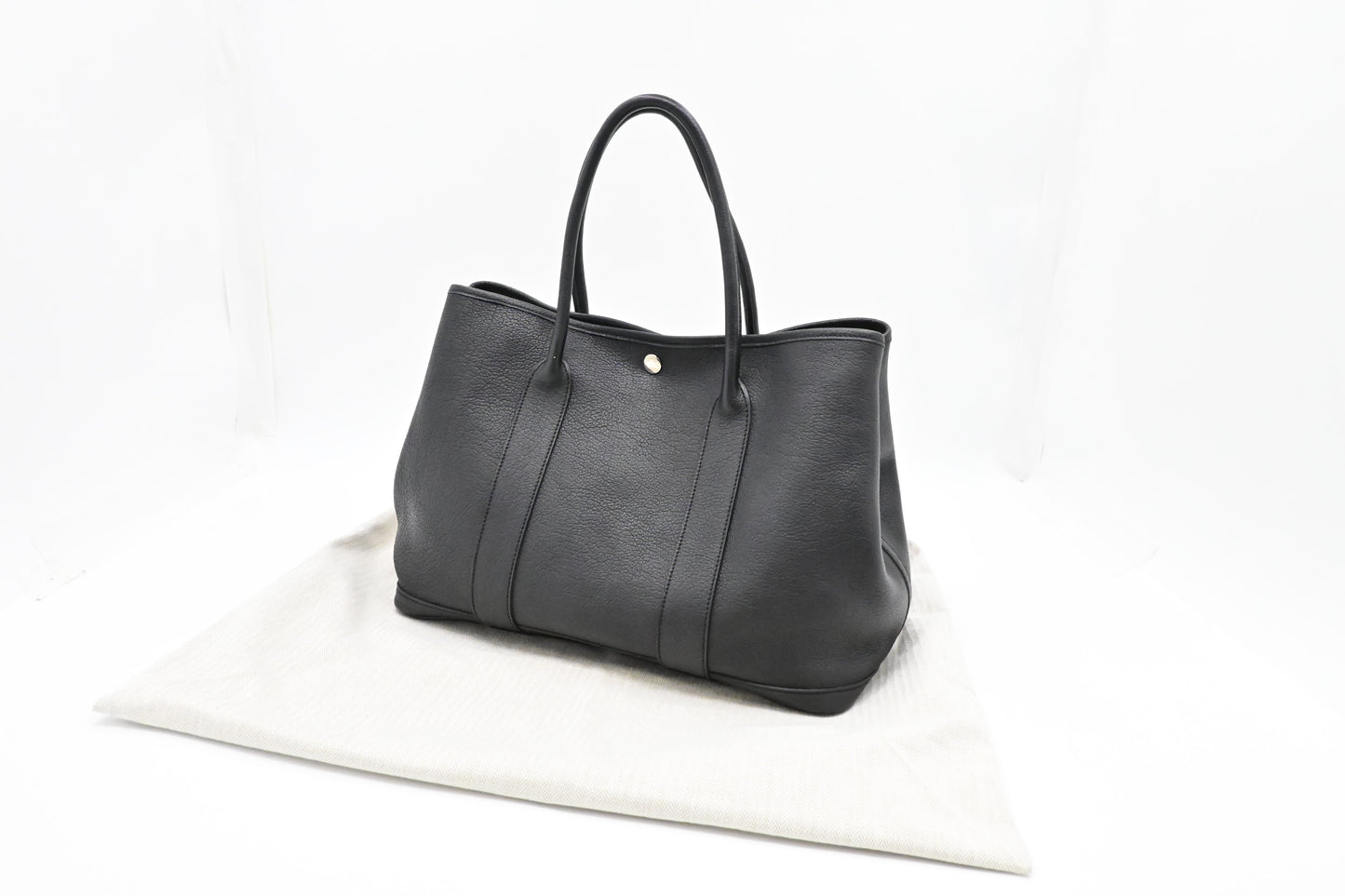 Hermes Garden Party In Handbag Leather Black Travel Bag
