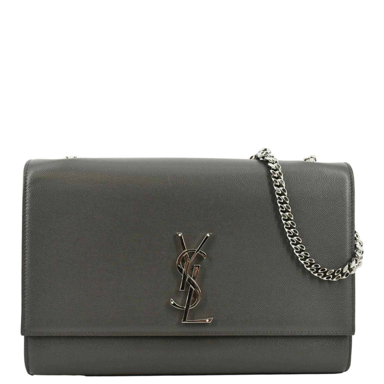 YSL Saint Laurent Saint Kate Shoulder Bag Gray Leather