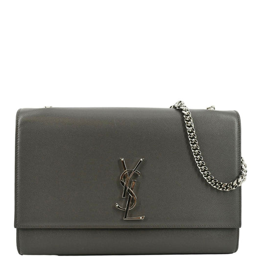 YSL Saint Laurent Saint Kate Shoulder Bag Gray Leather