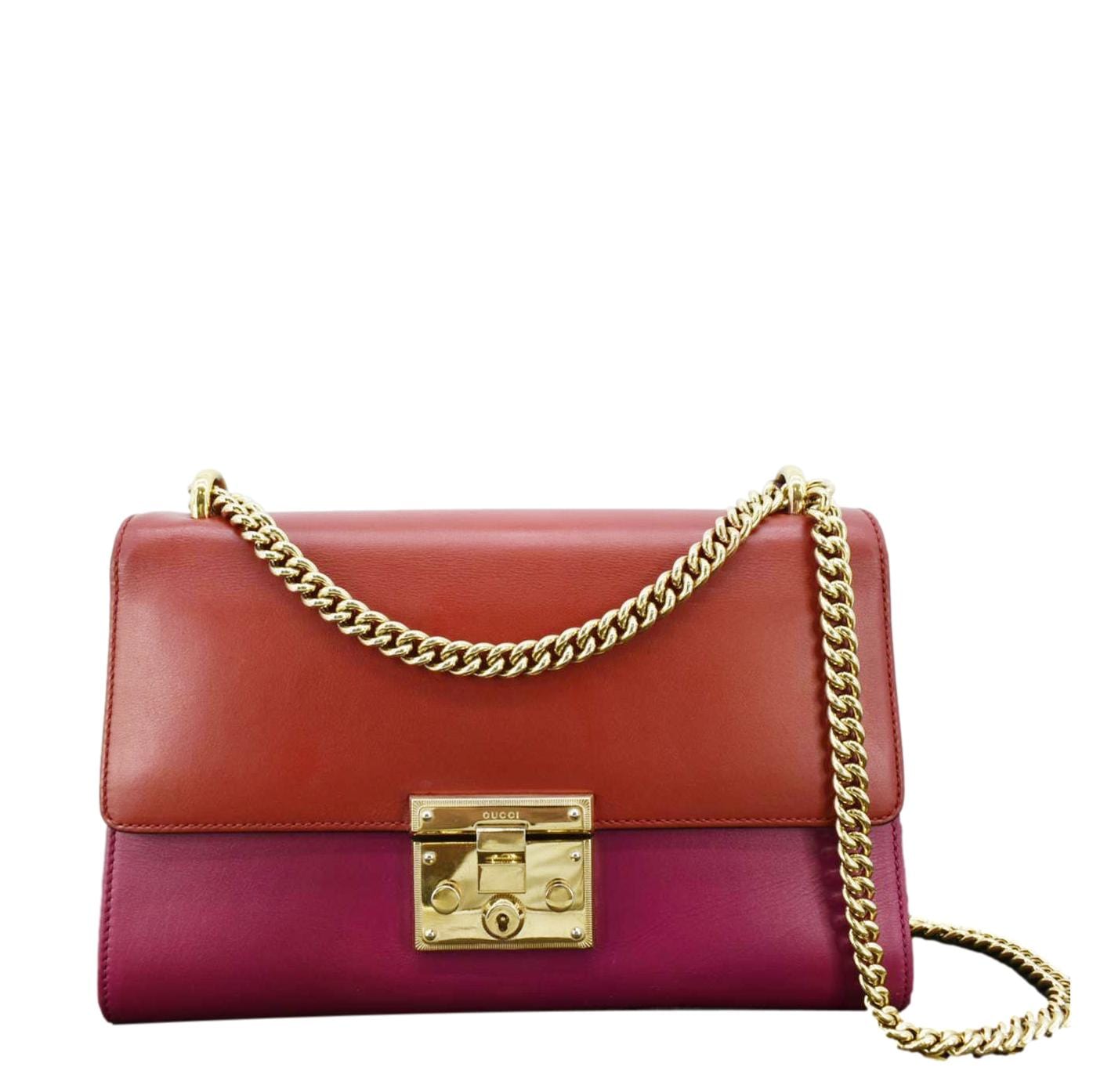 Gucci Padlock Leathrer Shoulder Bag Red Medium