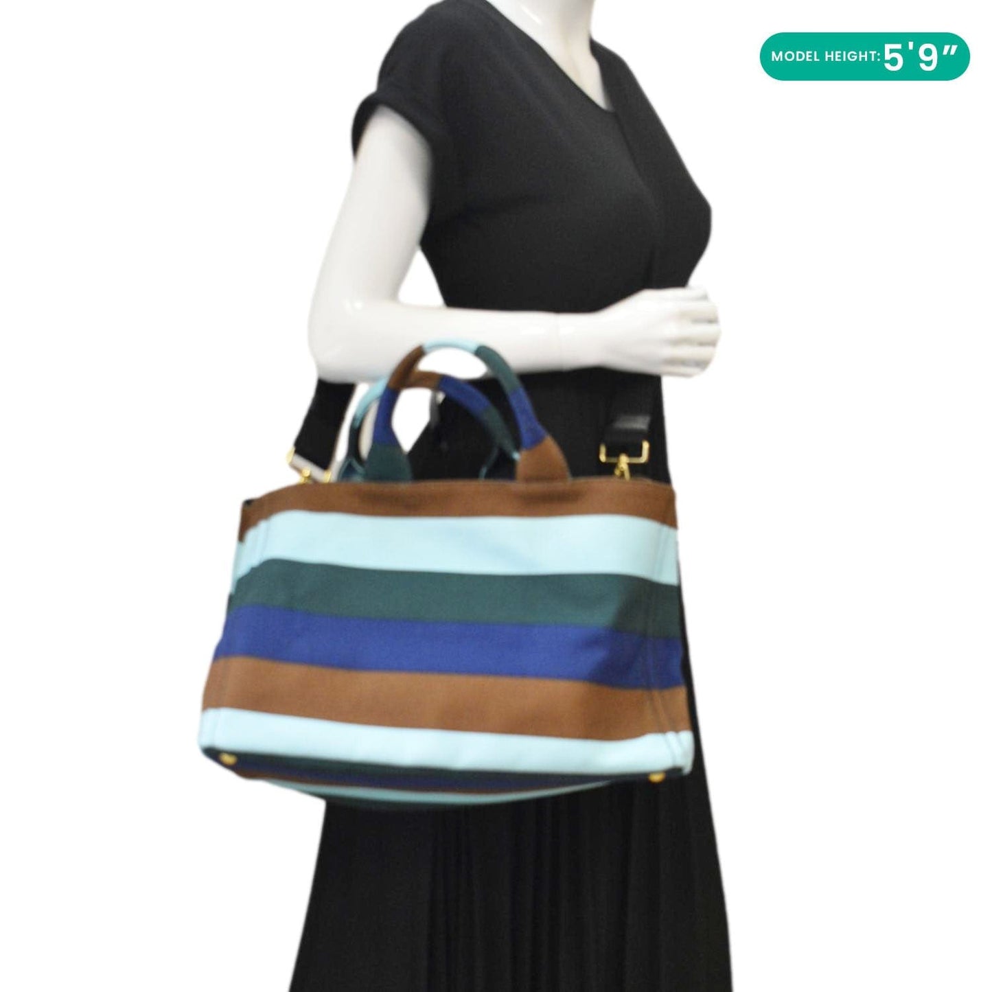 Prada Canapa Righe Satchel Bag Canvas Multicolor
