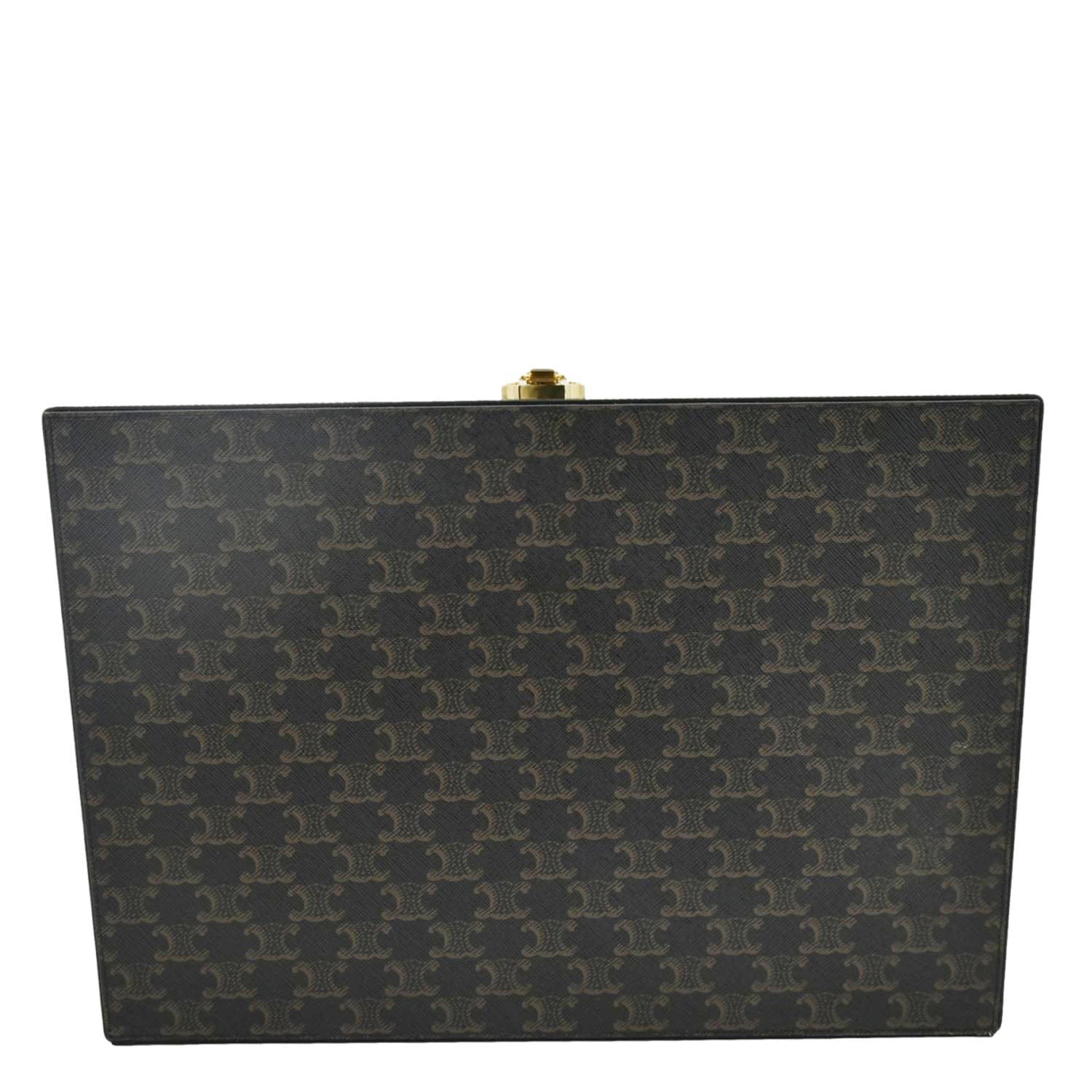 Luxury Triomphe Stationery Case Handbag Canvas Brown Travel Bag