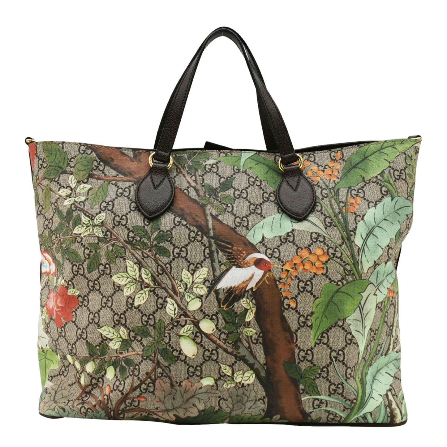 Gucci Tian Print Supreme Tote Shoulder Bag Canvas Beige