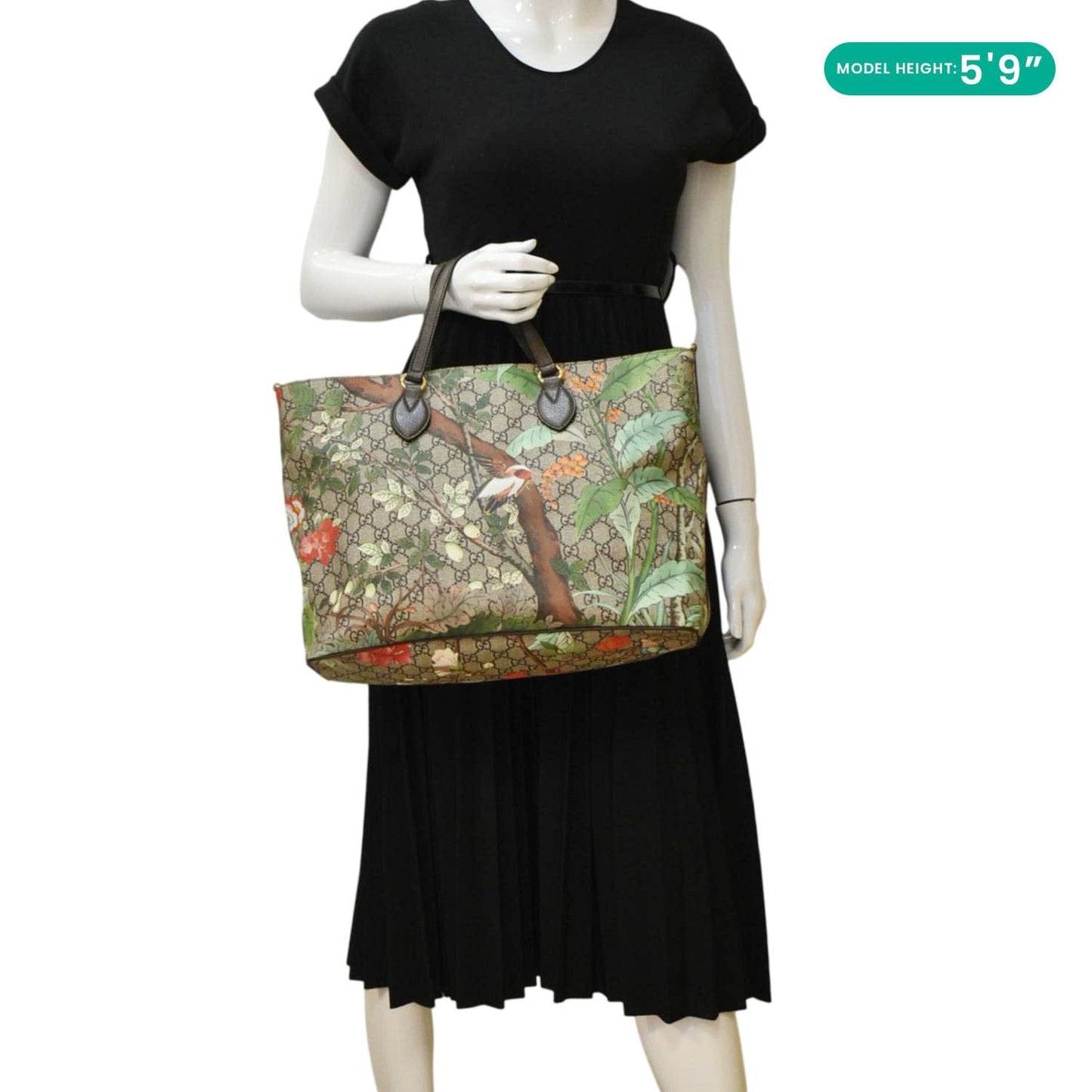 Gucci Tian Print Supreme Tote Shoulder Bag Canvas Beige